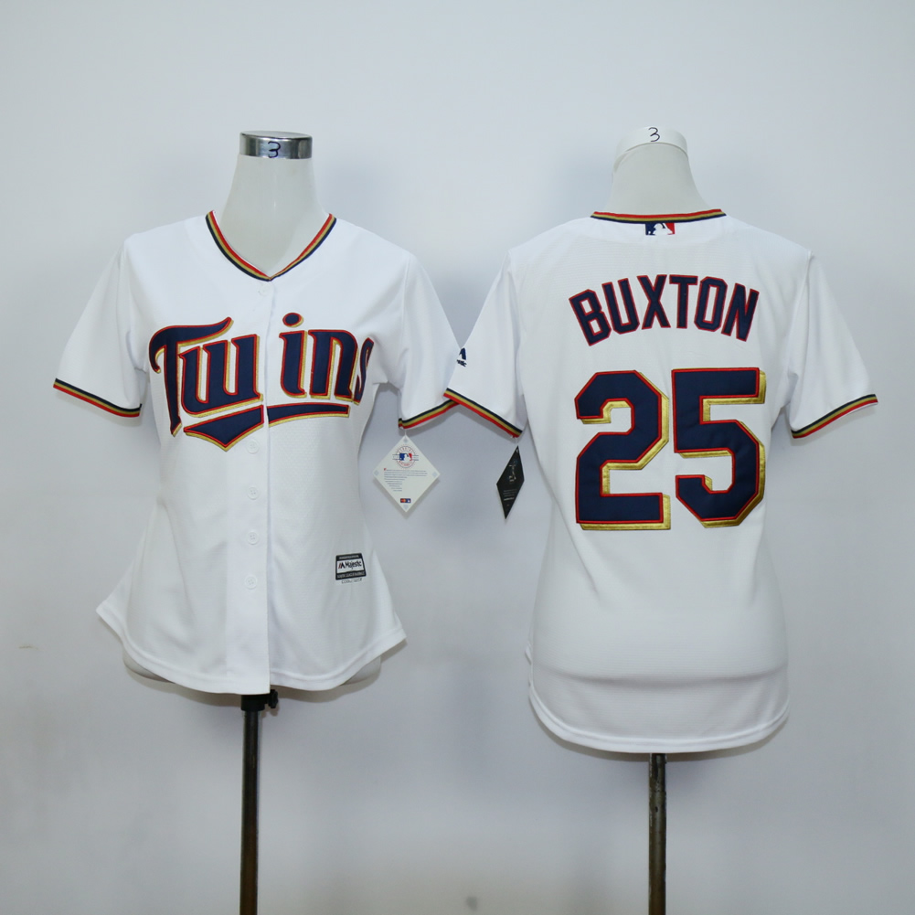 Women Minnesota Twins 25 Buxton White MLB Jerseys